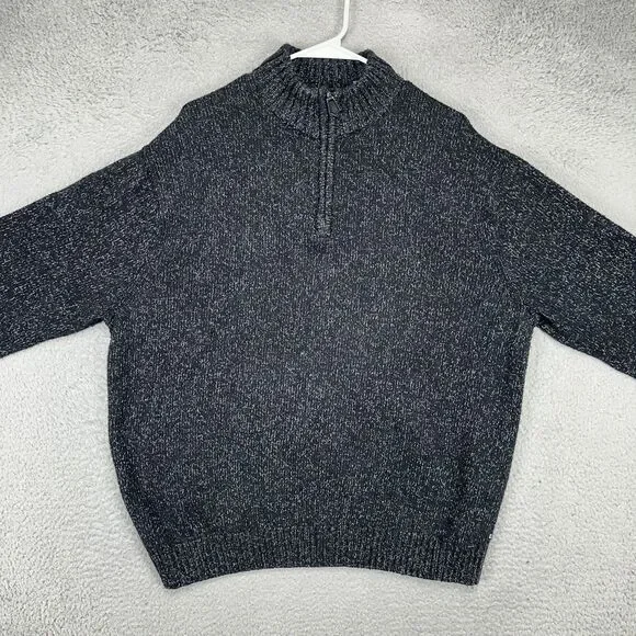 Chaps Pullover Sweater Adult XL Black Quarter Zip Knit Mock Neck Long Sleeve Men